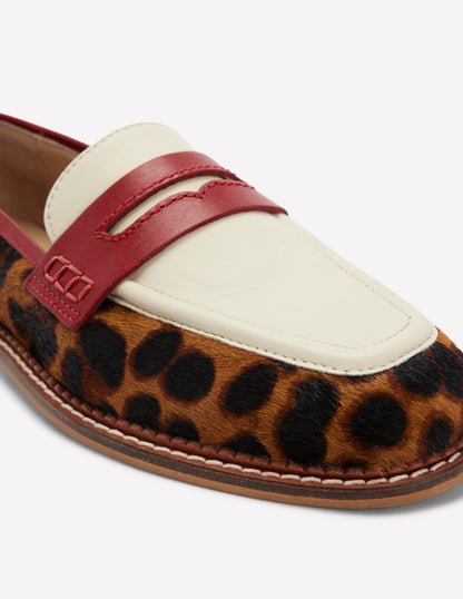 Nya Structured Penny Loafer-Leopard Colourblock