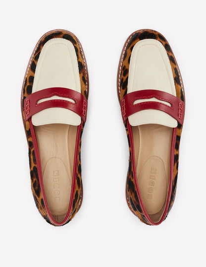 Nya Structured Penny Loafer-Leopard Colourblock