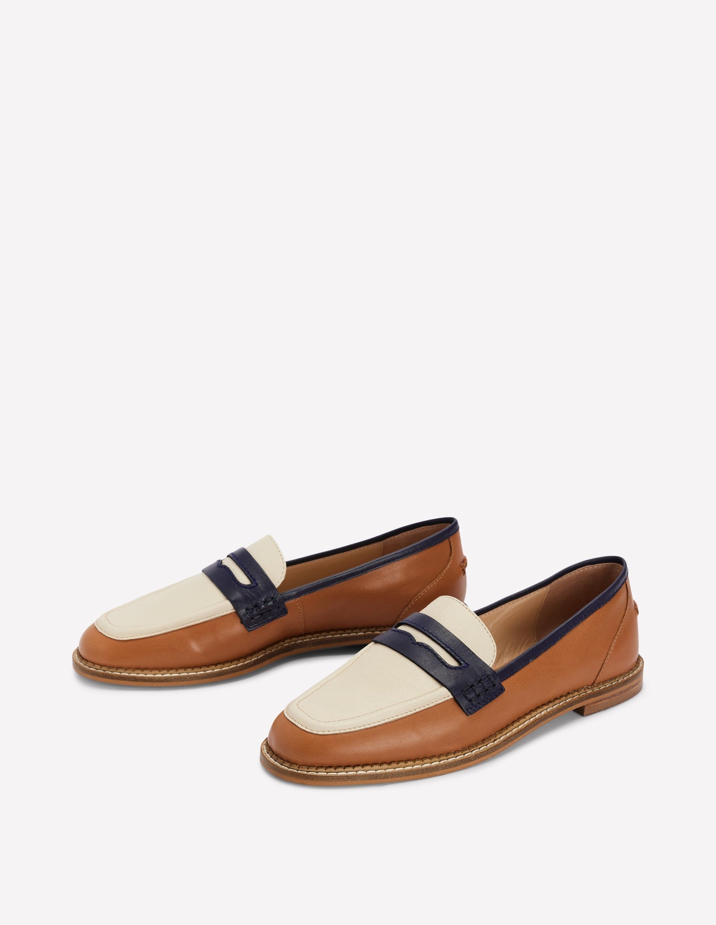 Nya Structured Penny Loafer-Tan Colourblock