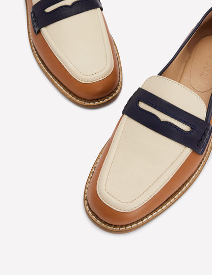 Nya Structured Penny Loafer-Tan Colourblock