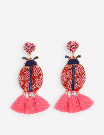 Beady Motif Earrings-Ladybird