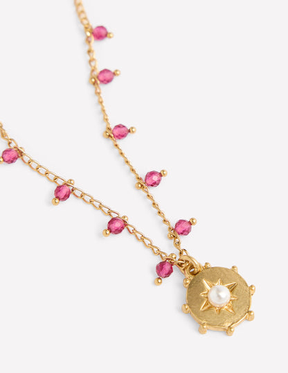 Layering Charm Necklace-Pink