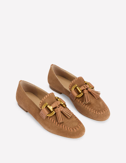 Covered Iris Snaffle Loafers-Tan