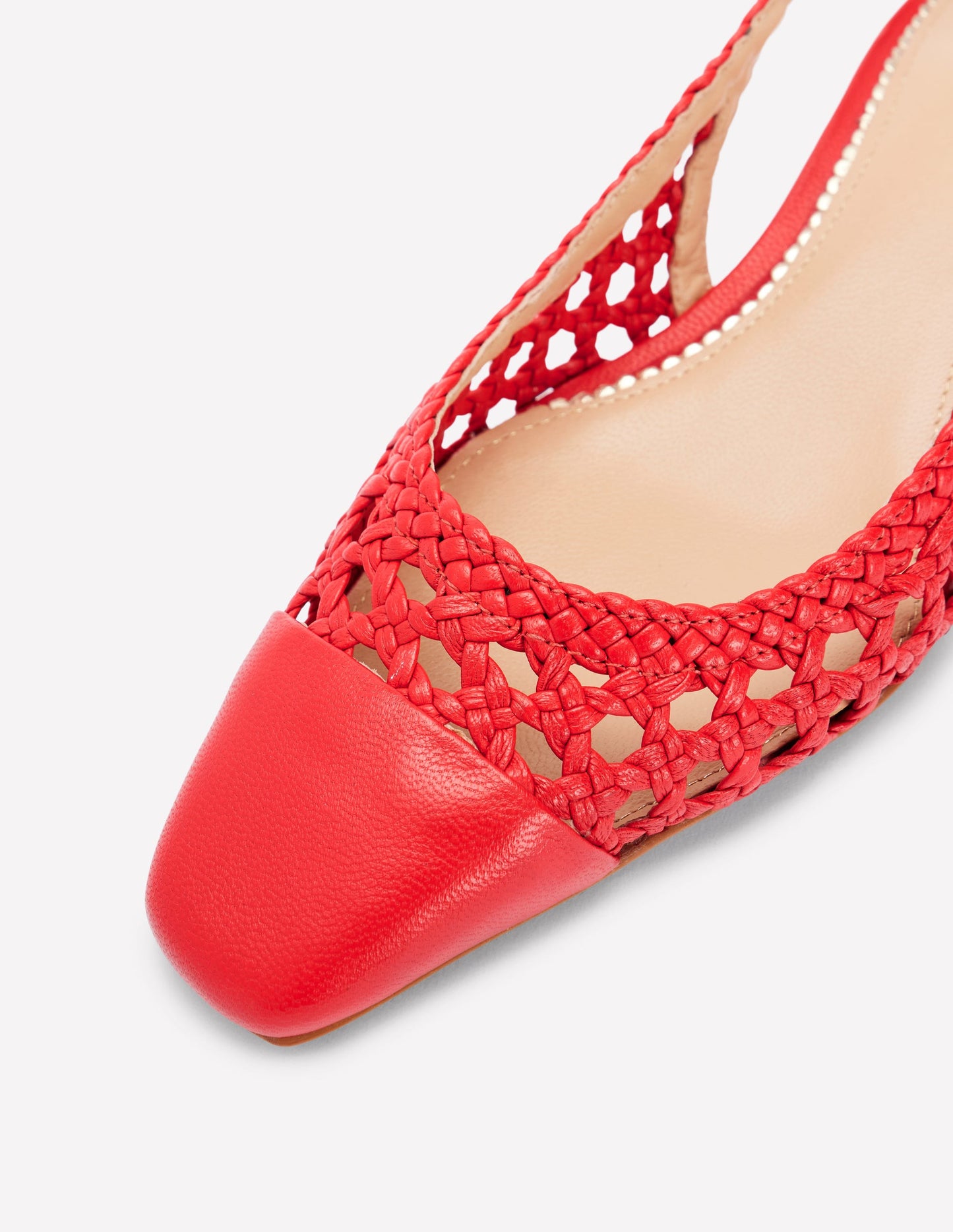 Ailsa Block Heel Slingbacks-Post Box Red Woven