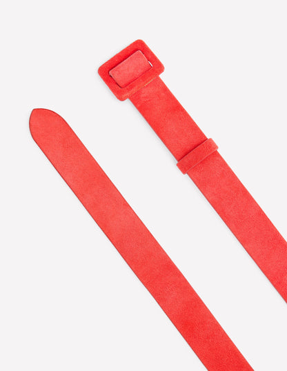 Suede Skinny Buckle Belt-Strawberry Tart Red