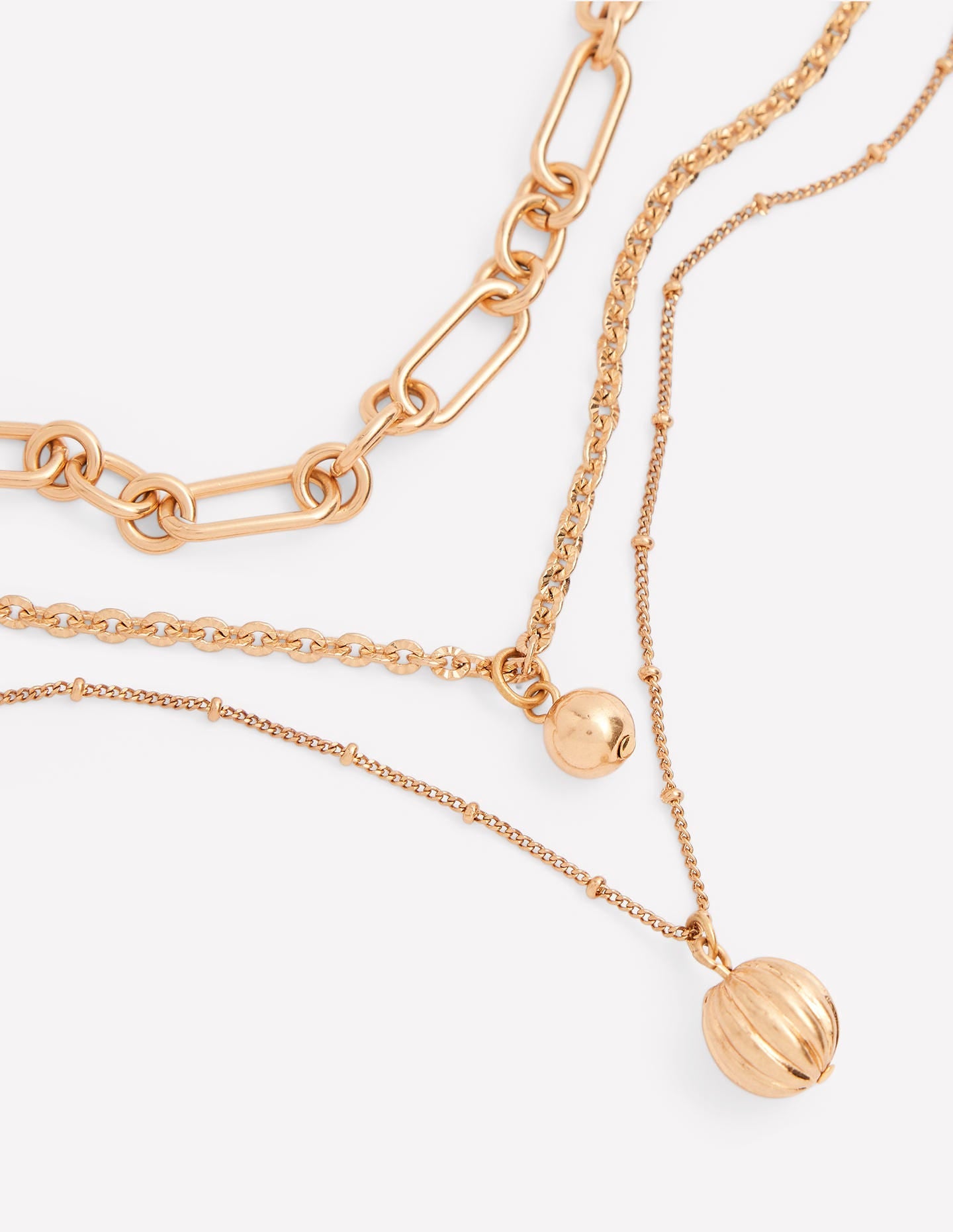 Layered Drop Chain Necklace-Gold