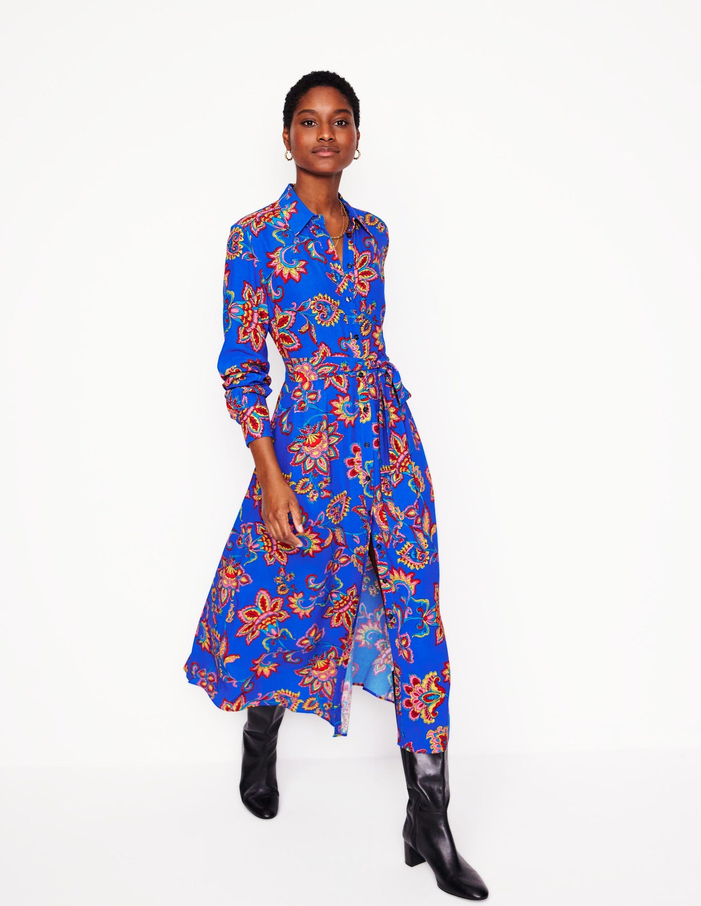 Kate Midi Shirt Dress-Gallery Blue, Whimsical Vine