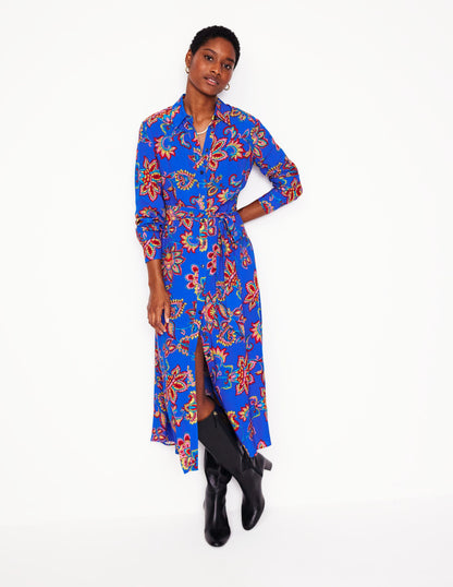 Kate Midi Shirt Dress-Gallery Blue, Whimsical Vine