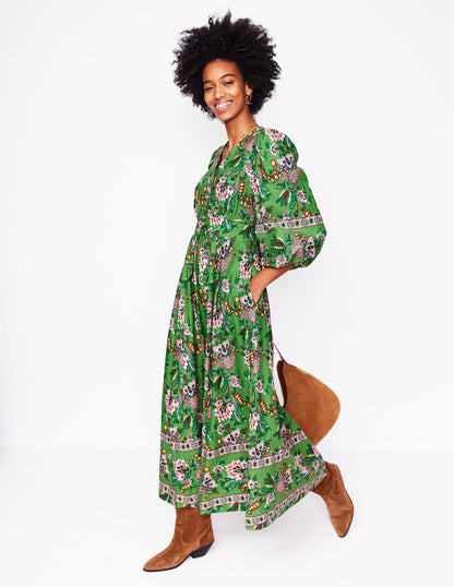 Lola Blouson Maxi Dress-Green, Botanic Terrace