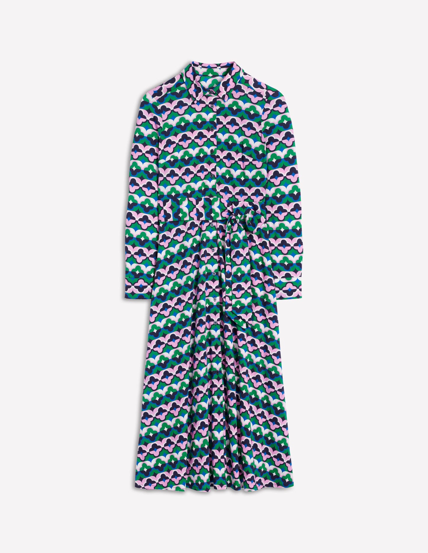 Marcia Jersey Midi Shirt Dress-Rich Emerald, Lucky Clover