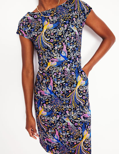 Florrie Jersey Dress-Multi, Enchanting Peacock