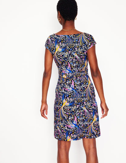 Florrie Jersey Dress-Multi, Enchanting Peacock