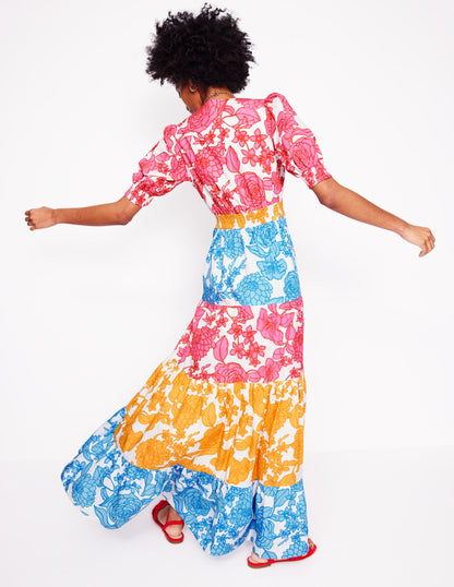 Bella Puff Sleeve Maxi Dress-Multi, Blossom Cascade