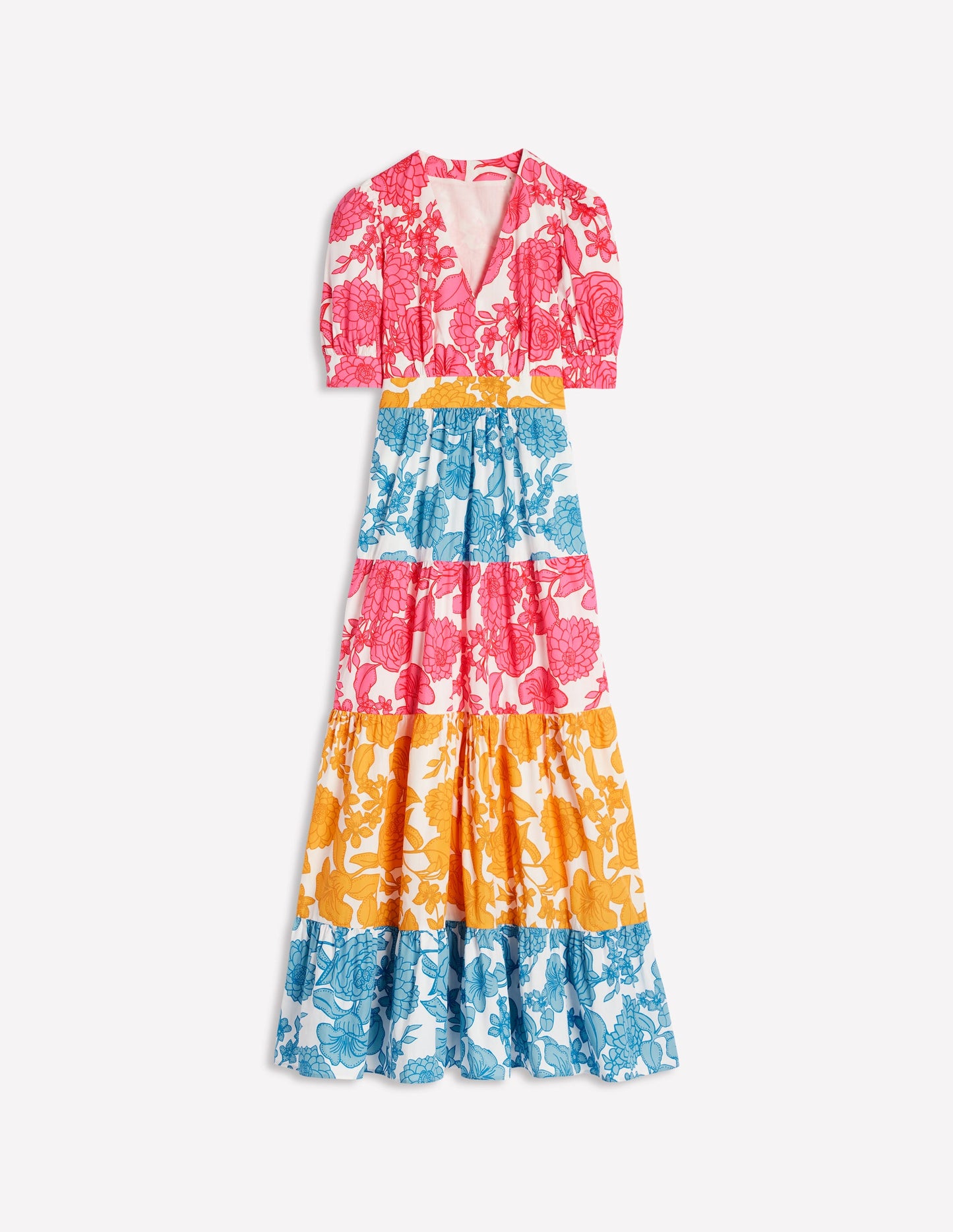 Bella Puff Sleeve Maxi Dress-Multi, Blossom Cascade