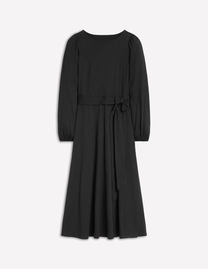 Leandra Jersey Midi Dress-Black