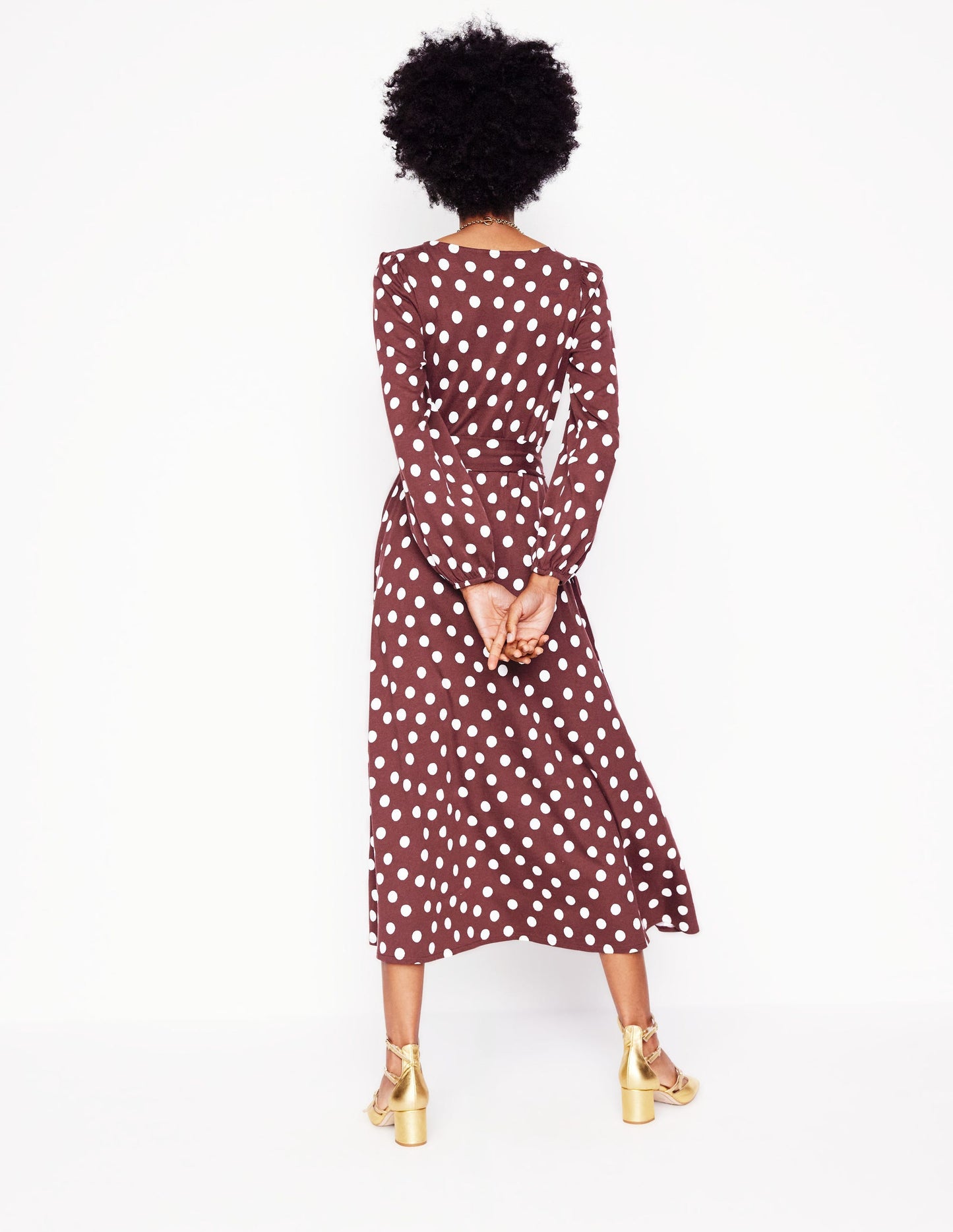 Leandra Jersey Midi Dress-Chestnut, Abstract Dot