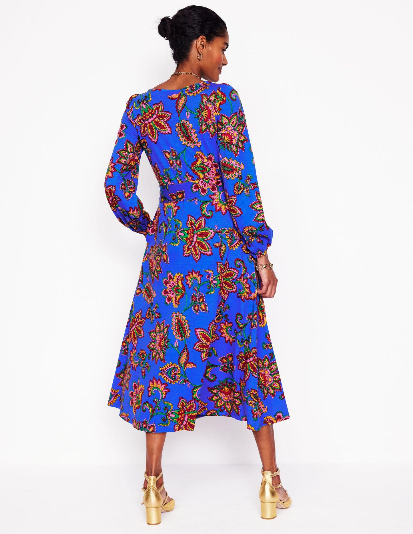 Leandra Jersey Midi Dress-Gallery Blue, Whimsical Vine