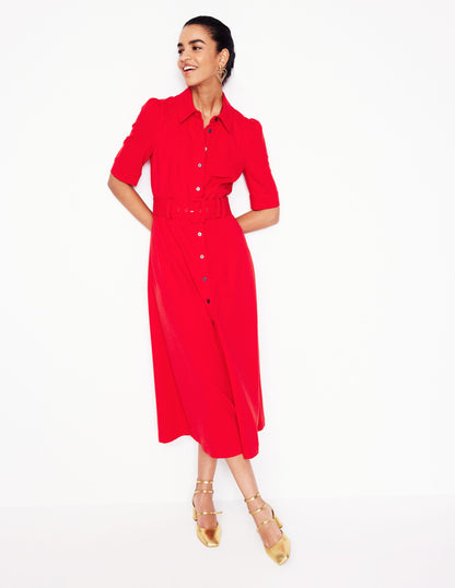 Fashion Ponte Shirt Dress-Poppy Red