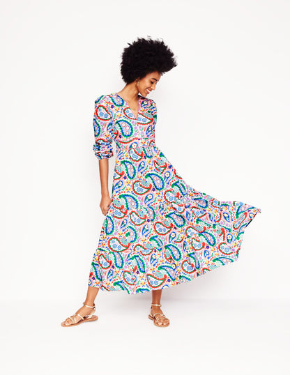 Violet Cotton Midi Dress-Multi, Meadow Paisley