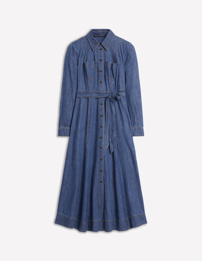 Mila Denim Midi Shirt Dress-Mid Vintage