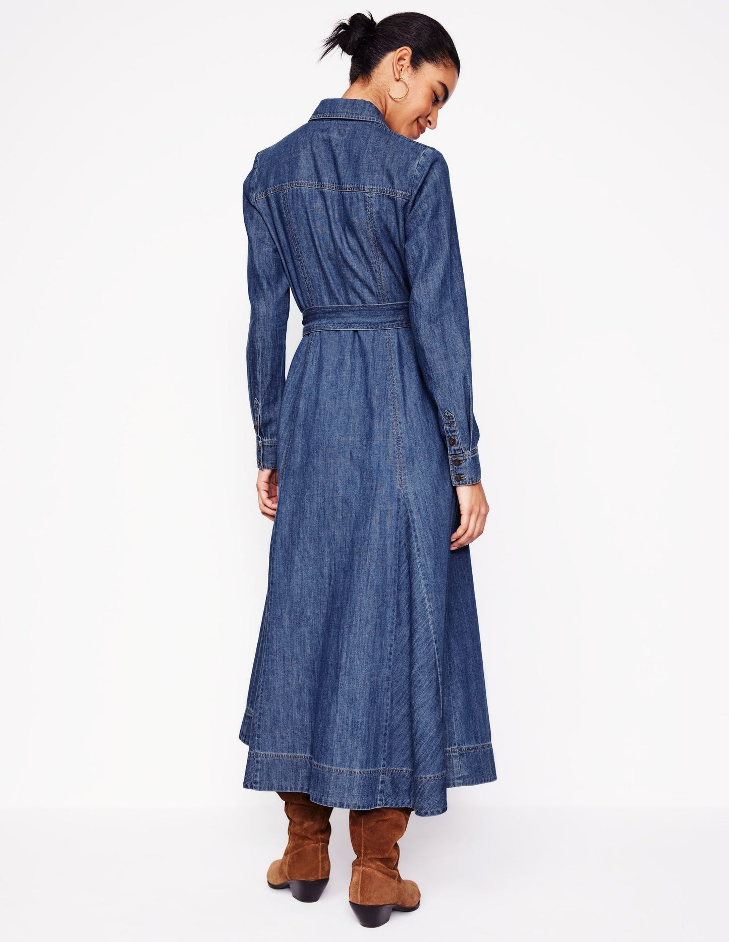 Mila Denim Midi Shirt Dress-Mid Vintage