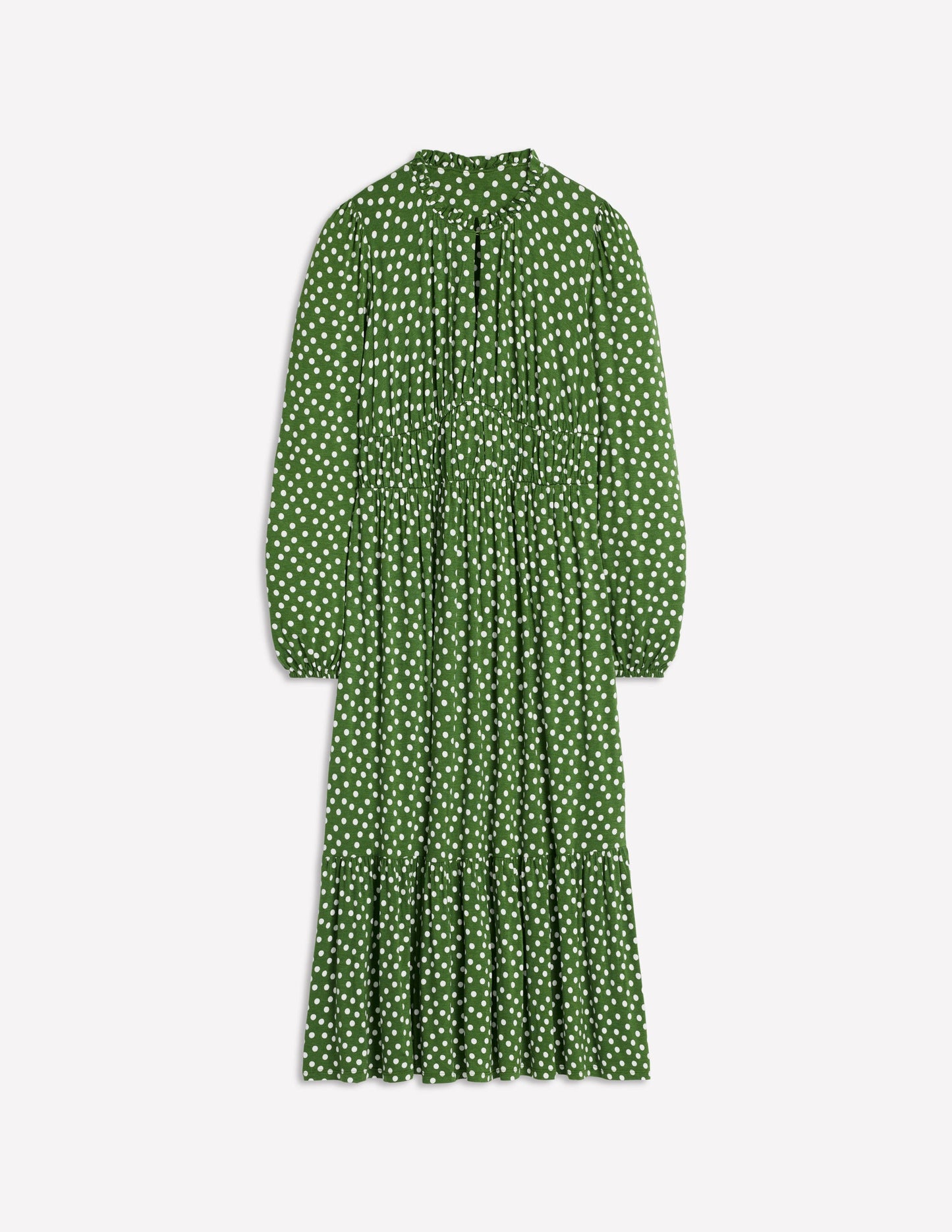 Rosamund Jersey Midi Tea Dress-Iguana Green, Abstract Dot