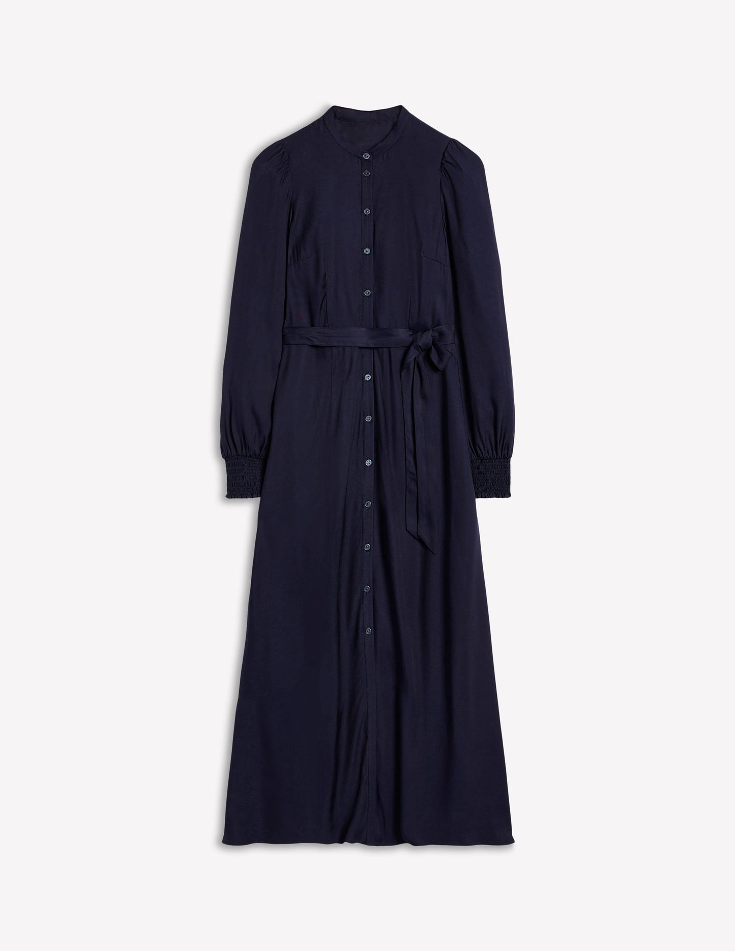 Ruby Collarless Shirt Dress -Navy