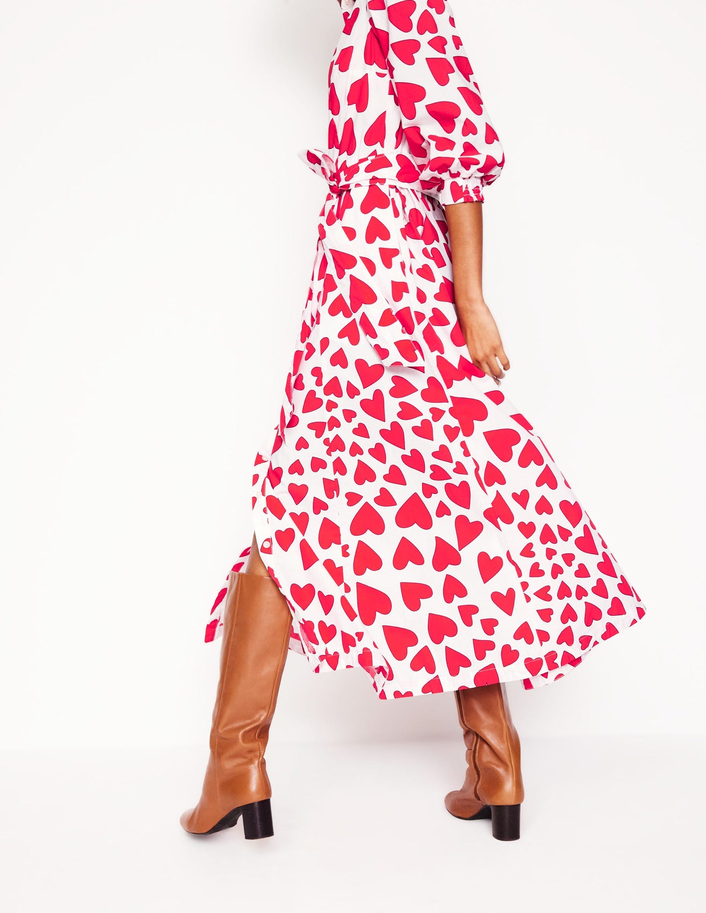 Clara Cotton Shirt Dress-Ivory, Heart Cluster