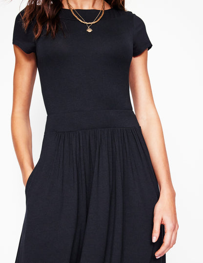 Melanie Jersey Midi Dress-Black