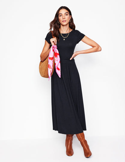 Melanie Jersey Midi Dress-Black