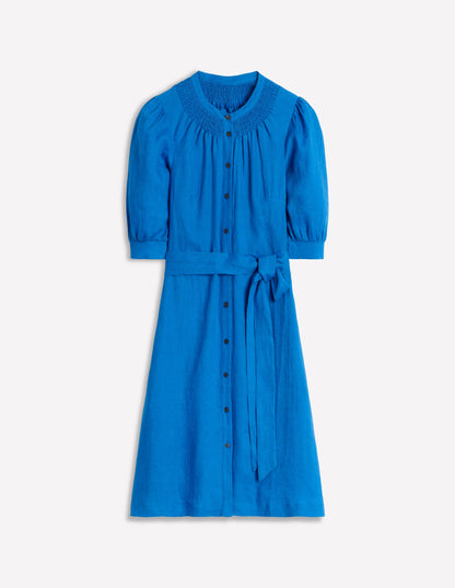 Ada Linen Short Dress-Cerulean blue