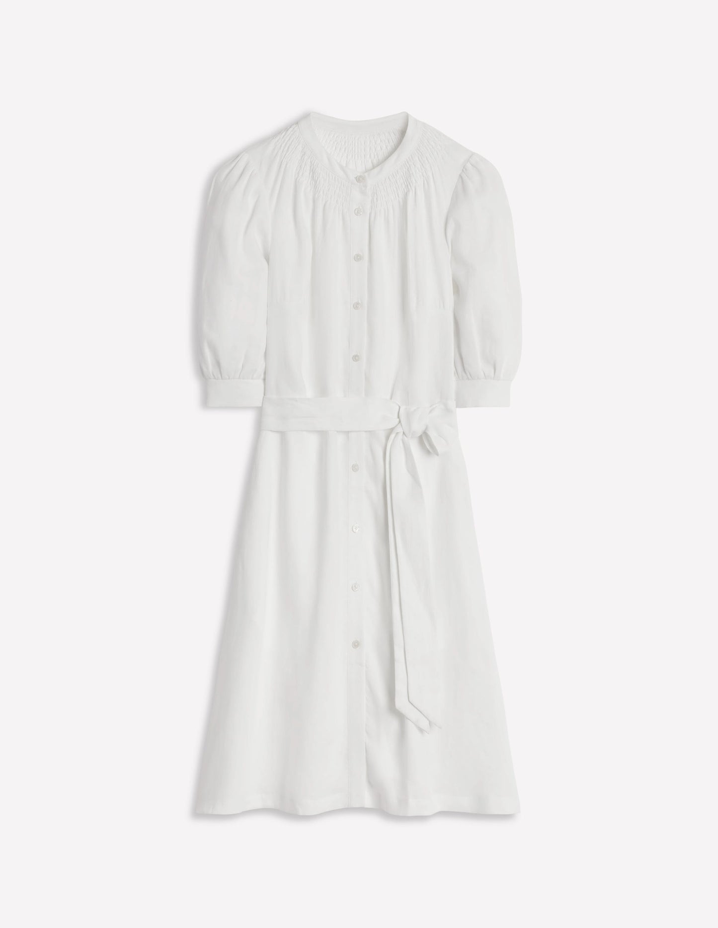 Ada Linen Short Dress-White