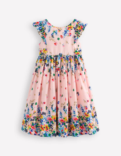 Bow Back Midi Dress-Floral Placement