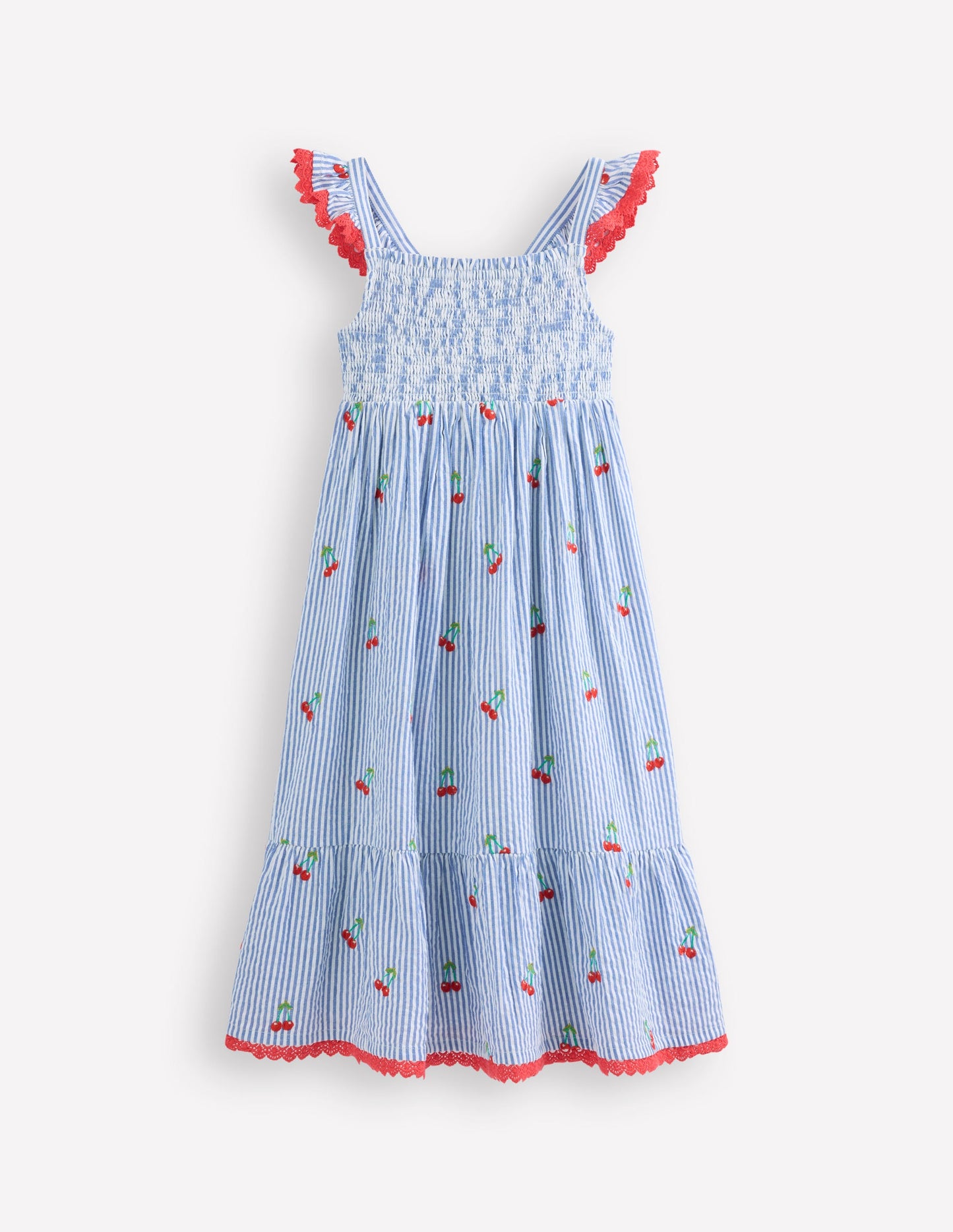 Luella Frill Maxi Sundress-Blue/White Cherries