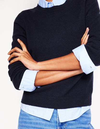 Eva Cashmere Crew Neck Jumper -Navy