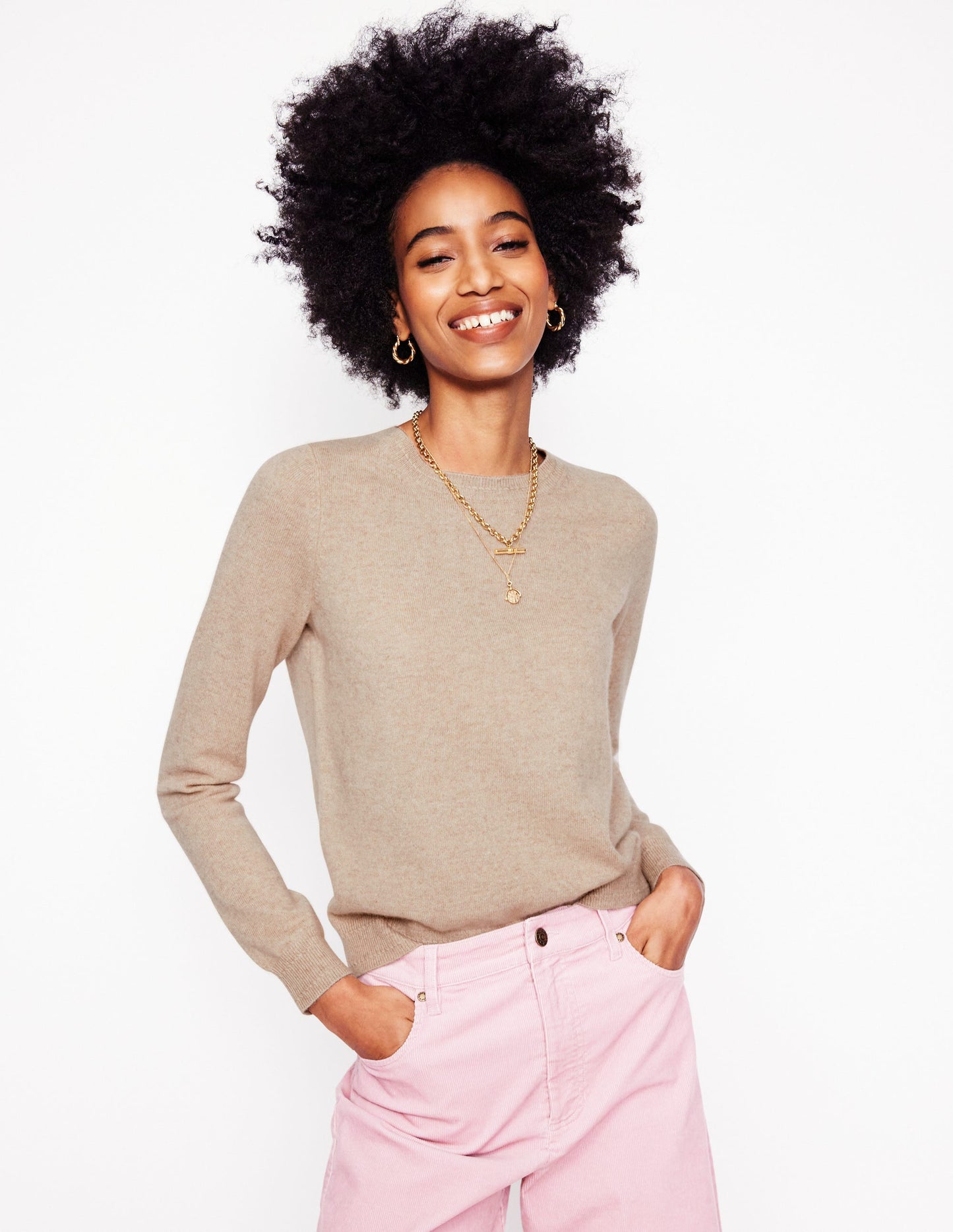 Eva Cashmere Crew Neck Jumper -Chinchilla Melange