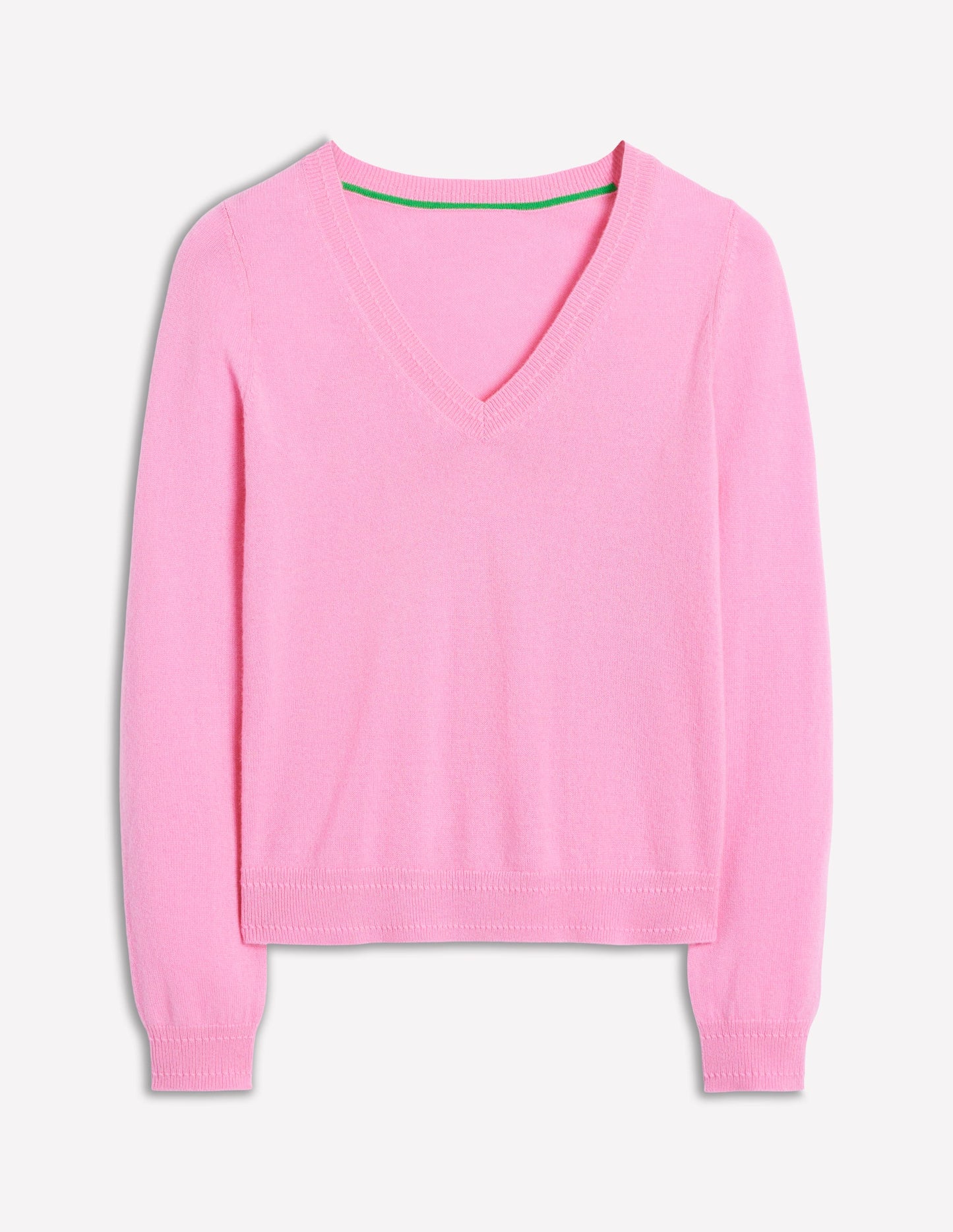 Eva Cashmere V-Neck Jumper-Meadowsweet Pink