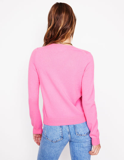 Eva Cashmere V-Neck Jumper-Meadowsweet Pink