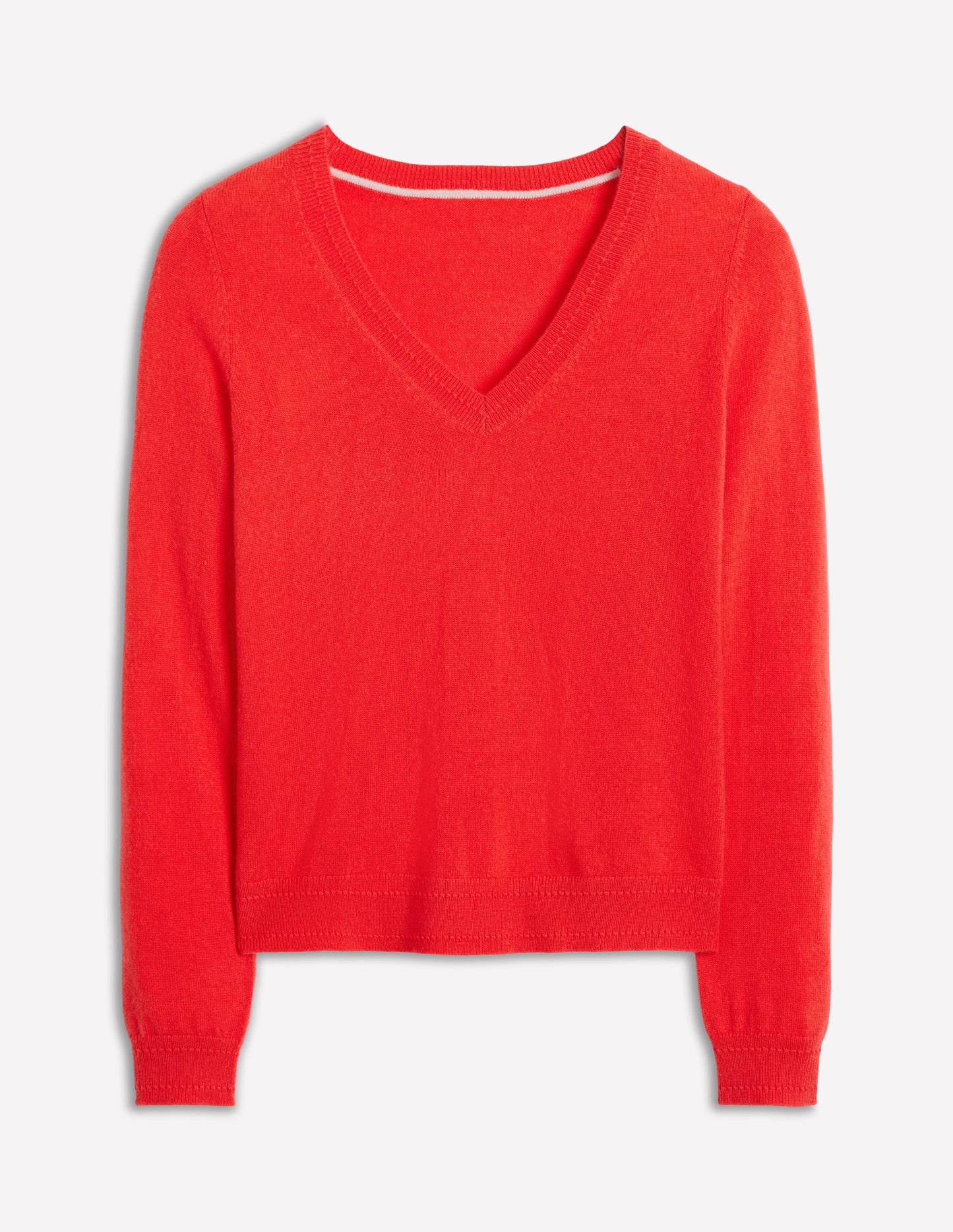 Eva Cashmere V-Neck Jumper-Strawberry Tart Red