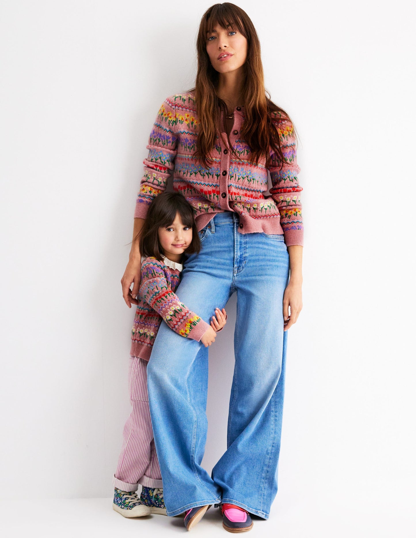 Edie Fair Isle Cardigan-Meadowsweet Pink, Flowers