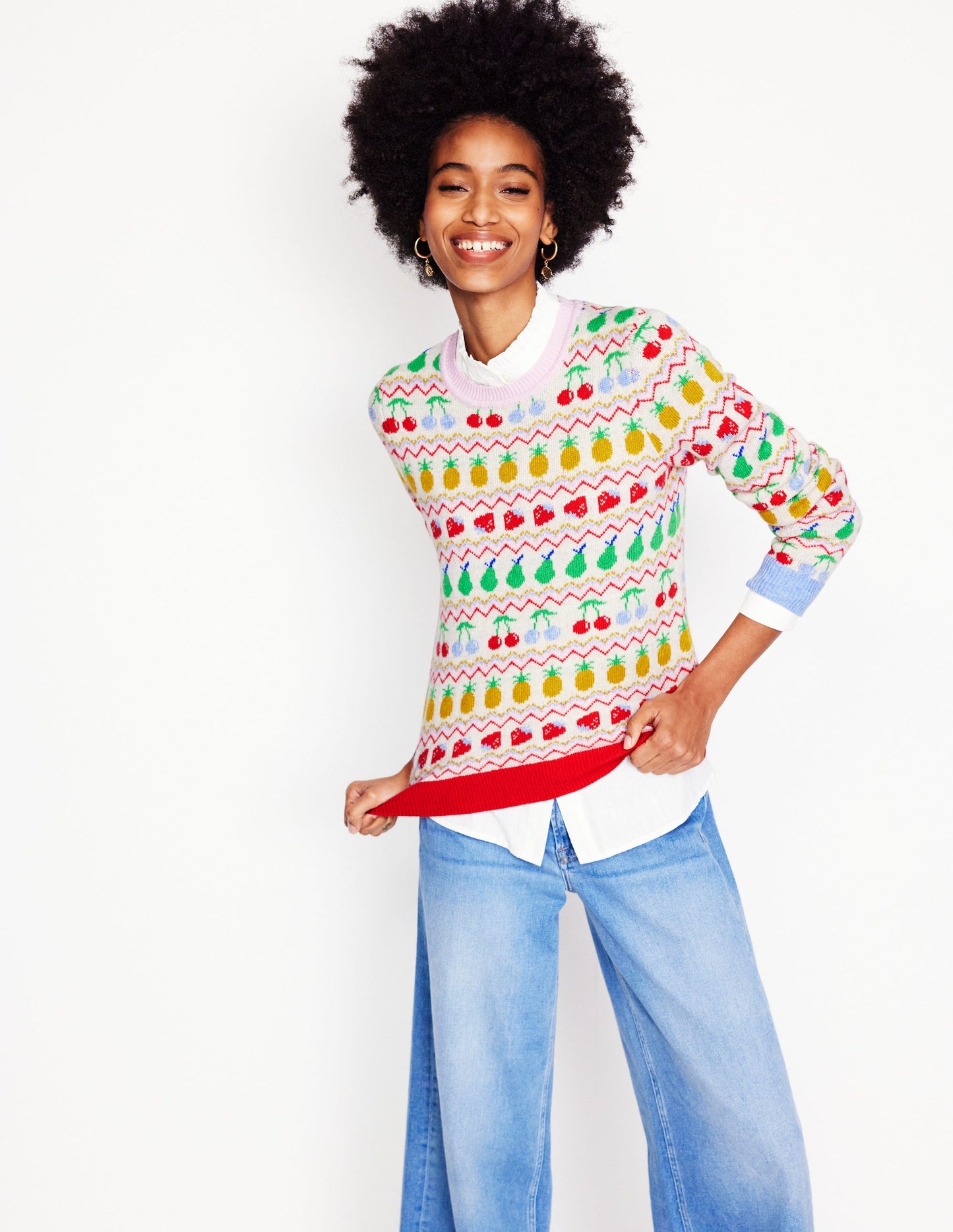 Edie Fair Isle Jumper-Ecru Marl, Fruit