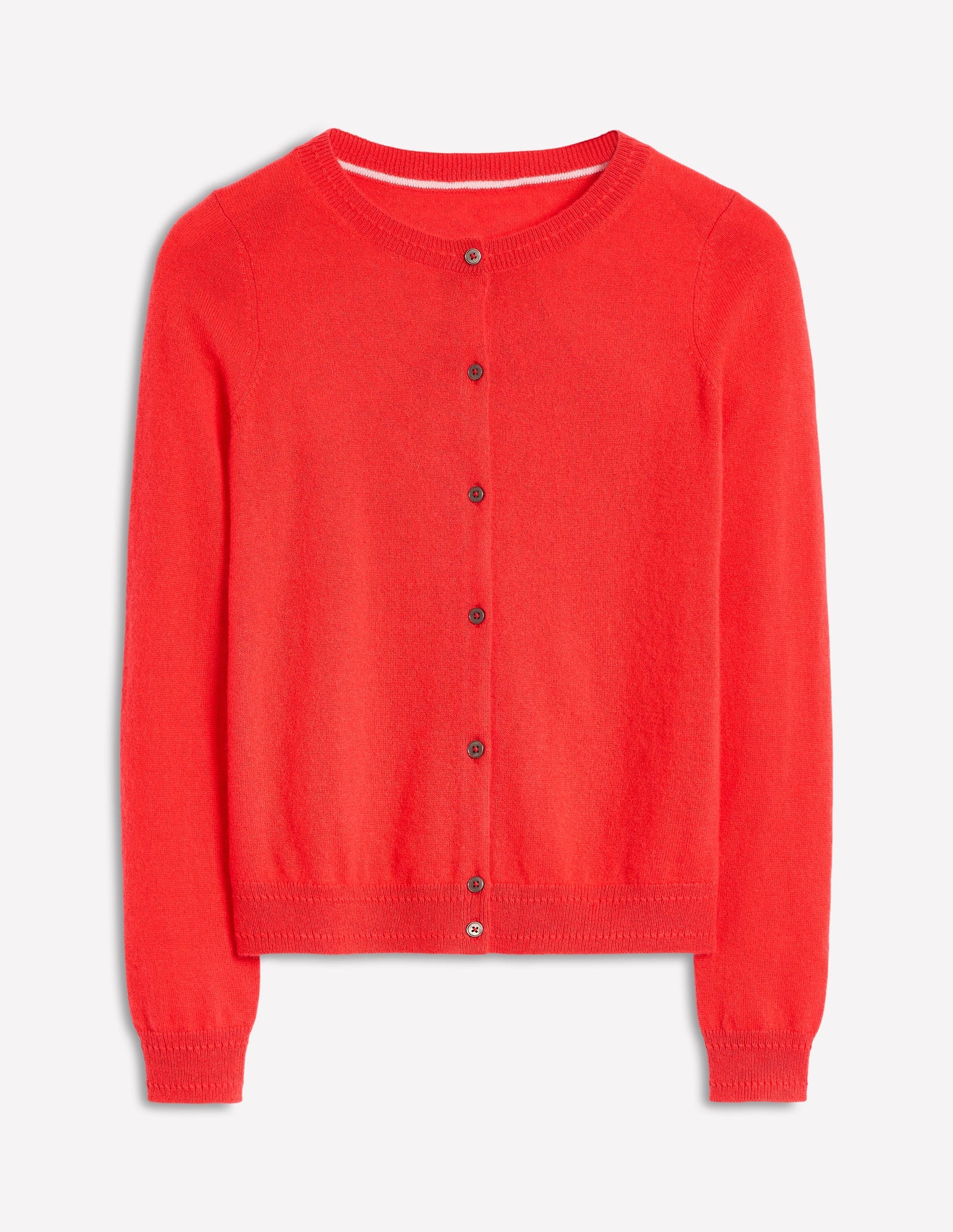 Eva Cashmere Crew Cardigan-Strawberry Tart Red