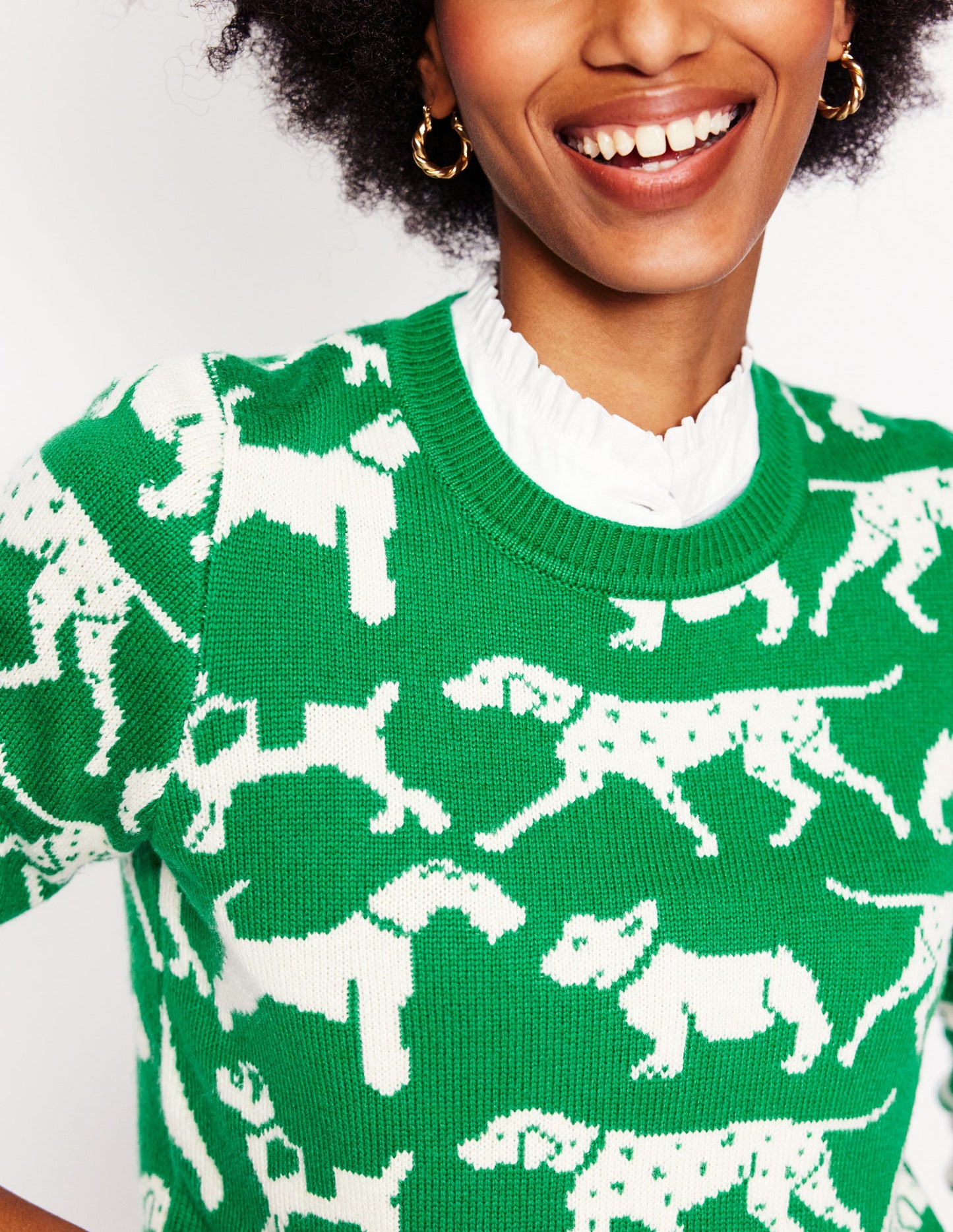 Heather Jacquard Jumper-Sapling Green, Dogs