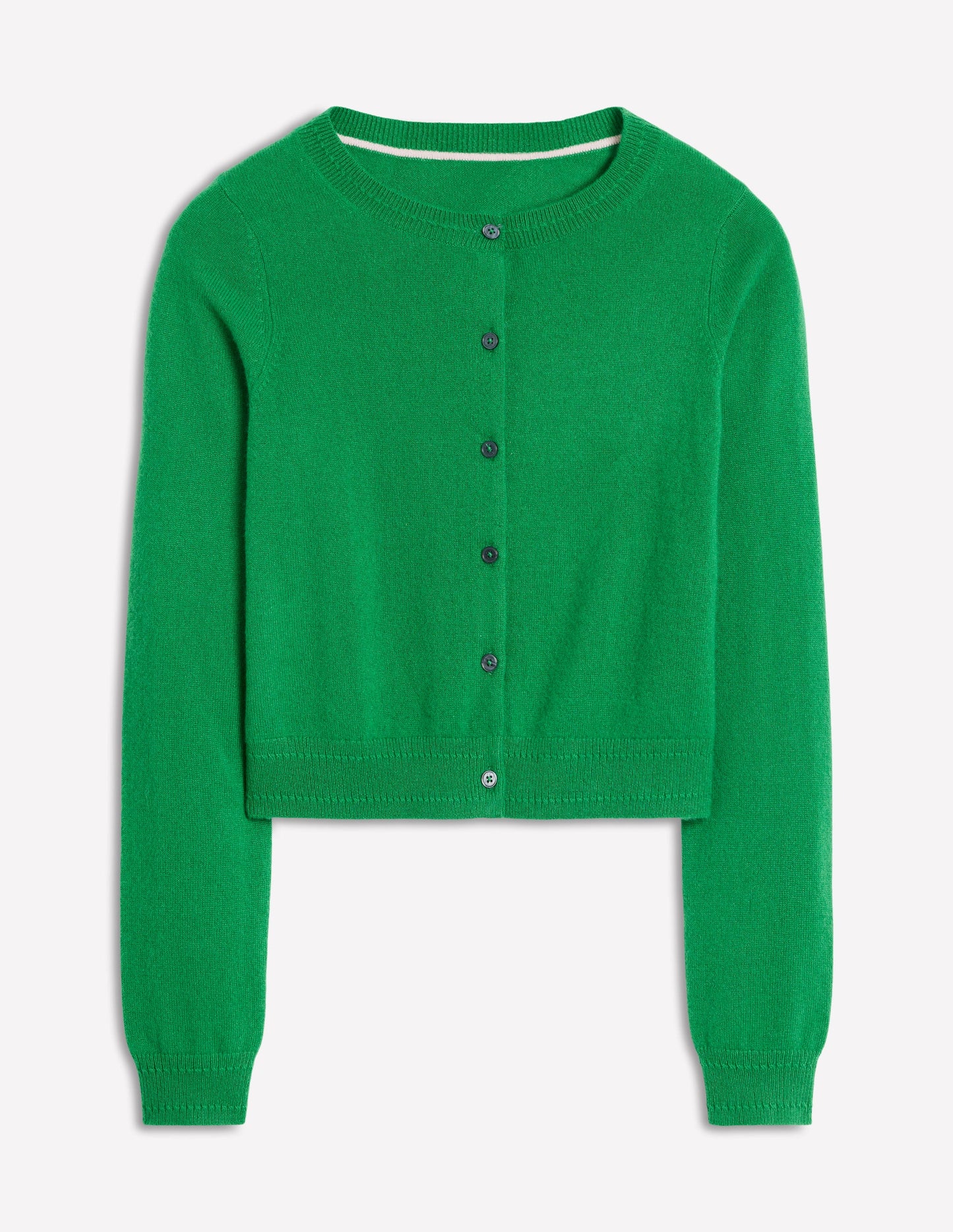 Eva Cashmere Cropped Cardigan-Rich Emerald