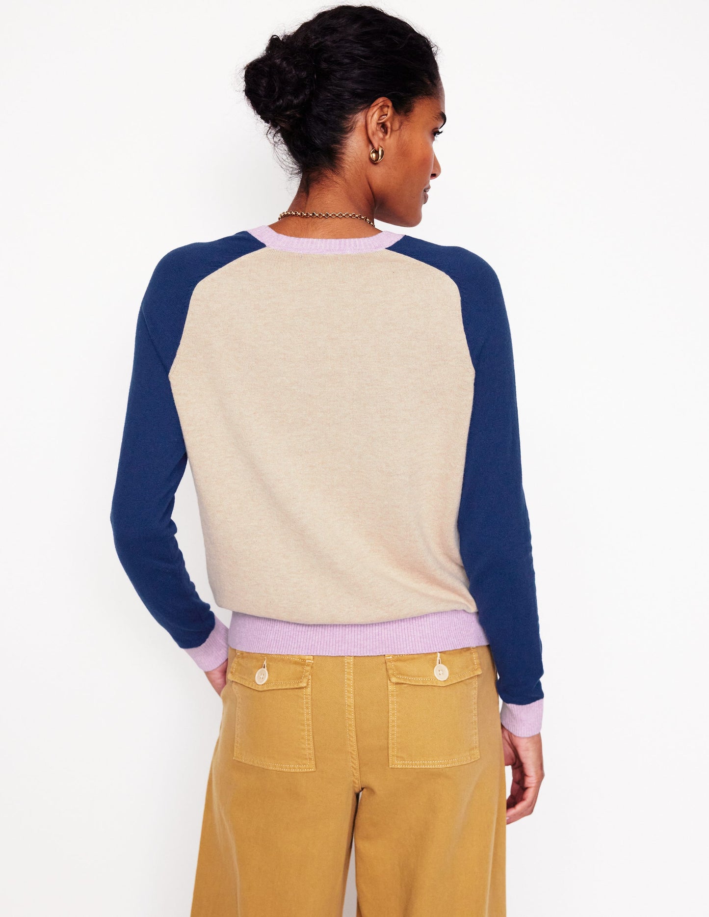 Meg Saddle Sleeve Jumper-Chinchilla Melange,Colourblock