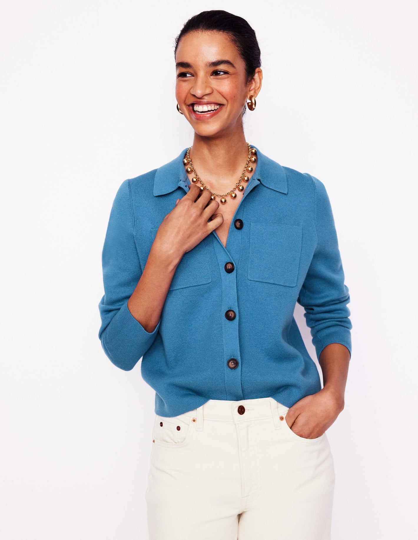 Astrid Knitted Shirt-Blue River