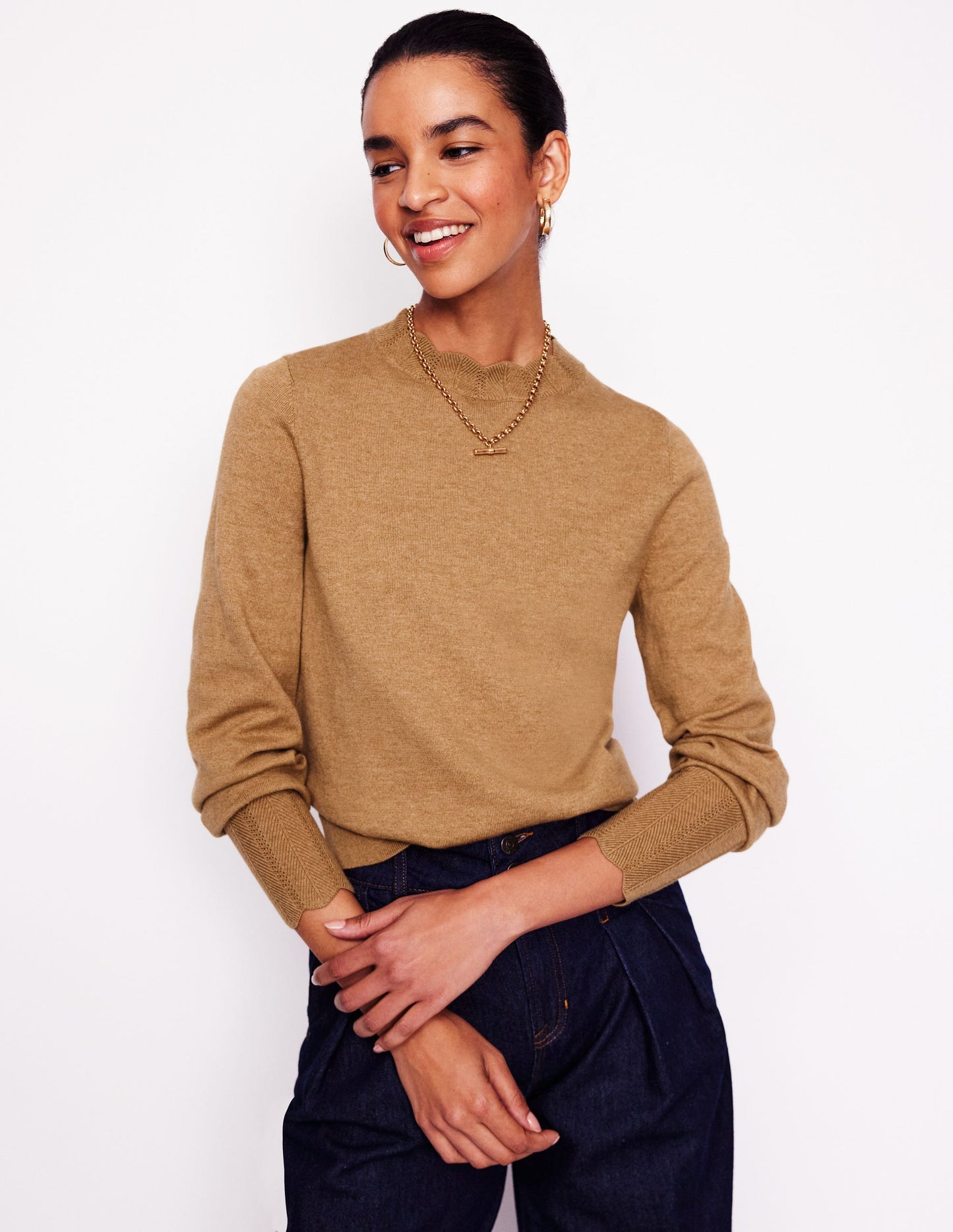 Imi Scallop Trim Jumper-Fall Leaf