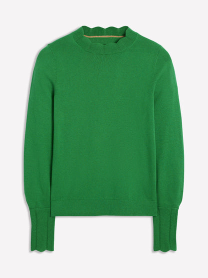 Imi Scallop Trim Jumper-Rich Emerald