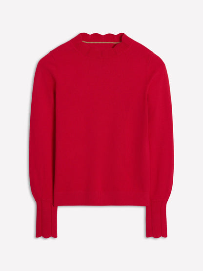 Imi Scallop Trim Jumper-Strawberry Tart  Red