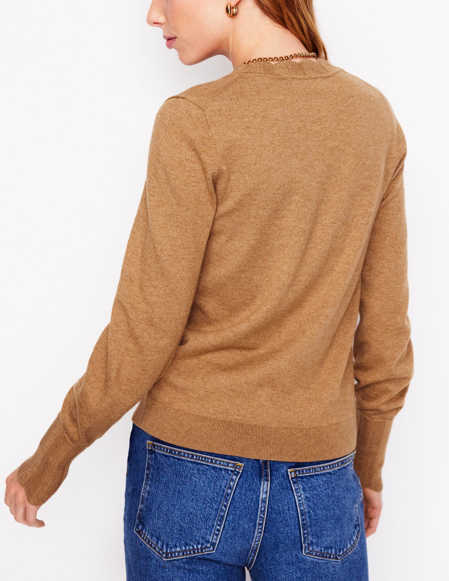 Imi Scalloped Cardigan-Fall Leaf Brown